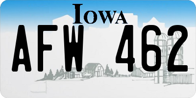 IA license plate AFW462