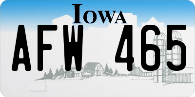 IA license plate AFW465