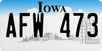 IA license plate AFW473