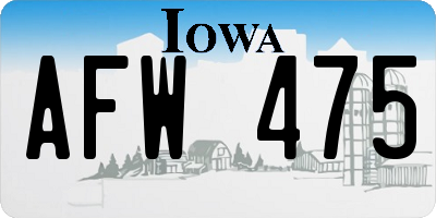 IA license plate AFW475