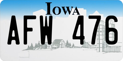 IA license plate AFW476