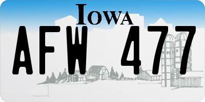 IA license plate AFW477