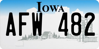 IA license plate AFW482
