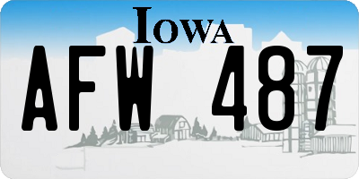 IA license plate AFW487
