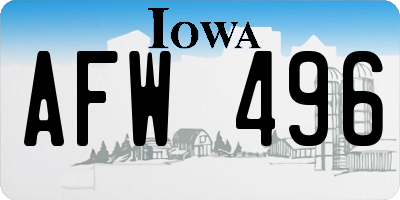 IA license plate AFW496
