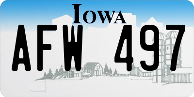 IA license plate AFW497