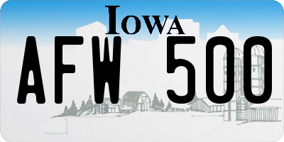 IA license plate AFW500