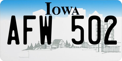 IA license plate AFW502