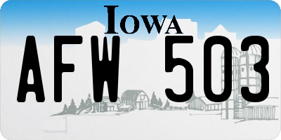 IA license plate AFW503