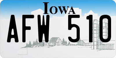 IA license plate AFW510