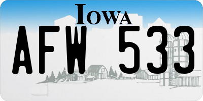 IA license plate AFW533