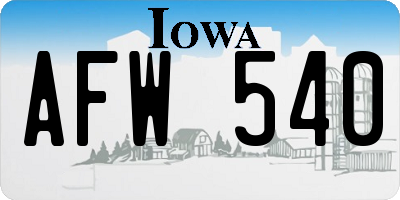 IA license plate AFW540