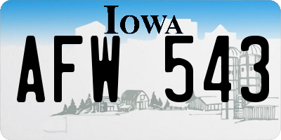 IA license plate AFW543