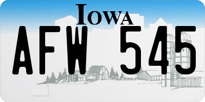 IA license plate AFW545