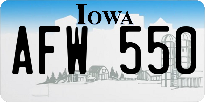 IA license plate AFW550