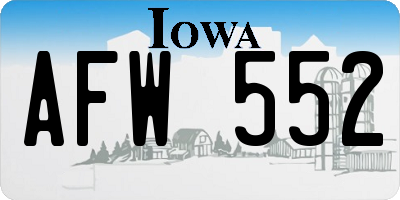 IA license plate AFW552