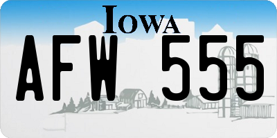 IA license plate AFW555