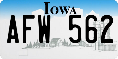 IA license plate AFW562