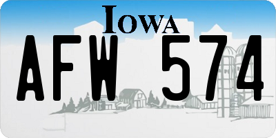 IA license plate AFW574