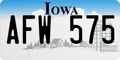IA license plate AFW575