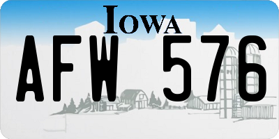 IA license plate AFW576