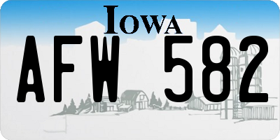 IA license plate AFW582