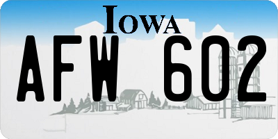 IA license plate AFW602
