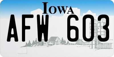IA license plate AFW603