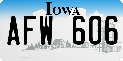 IA license plate AFW606