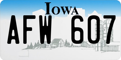 IA license plate AFW607