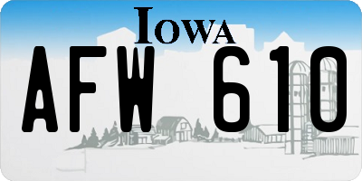IA license plate AFW610