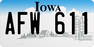 IA license plate AFW611