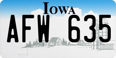IA license plate AFW635