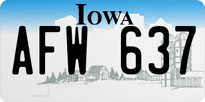 IA license plate AFW637