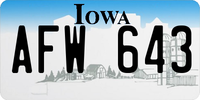 IA license plate AFW643