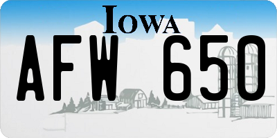 IA license plate AFW650