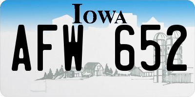 IA license plate AFW652