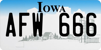 IA license plate AFW666