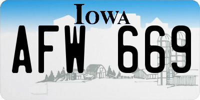 IA license plate AFW669