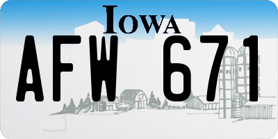 IA license plate AFW671