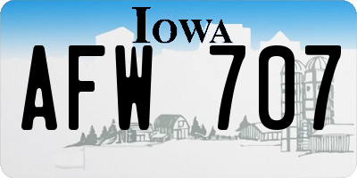 IA license plate AFW707