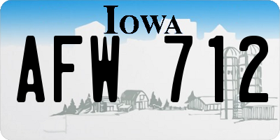 IA license plate AFW712