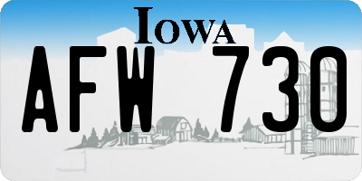 IA license plate AFW730