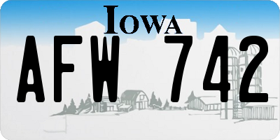 IA license plate AFW742