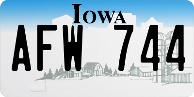 IA license plate AFW744