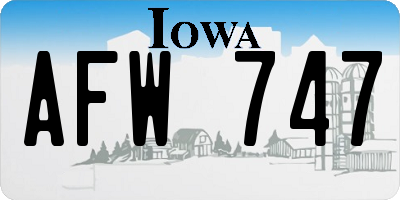 IA license plate AFW747