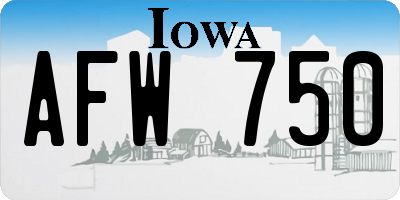 IA license plate AFW750
