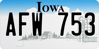 IA license plate AFW753