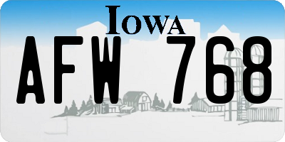 IA license plate AFW768