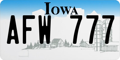 IA license plate AFW777